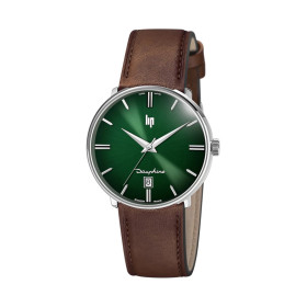 Montre LIP Dauphine 38 Cadran vert Bracelet Cuir Brun