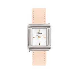 Montre Poiray Ma Première Cadran Blanc Texturé Bracelet Veau Vernis Rouge