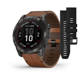 Montre Garmin Fenix 7x Pro Sapphire Solar Carbon Grey Titane Bracelet Noir