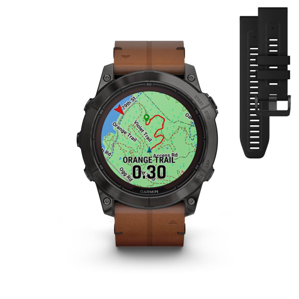 Montre Garmin Fenix 7x Pro Sapphire Solar Carbon Grey Titane Bracelet Noir