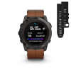 Montre Garmin Fenix 7x Pro Sapphire Solar Carbon Grey Titane Bracelet Noir
