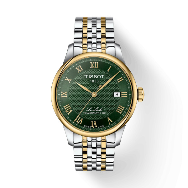 Montre Tissot Le Locle 39.3mm Cadran Vert Bracelet Acier PVD Jaune