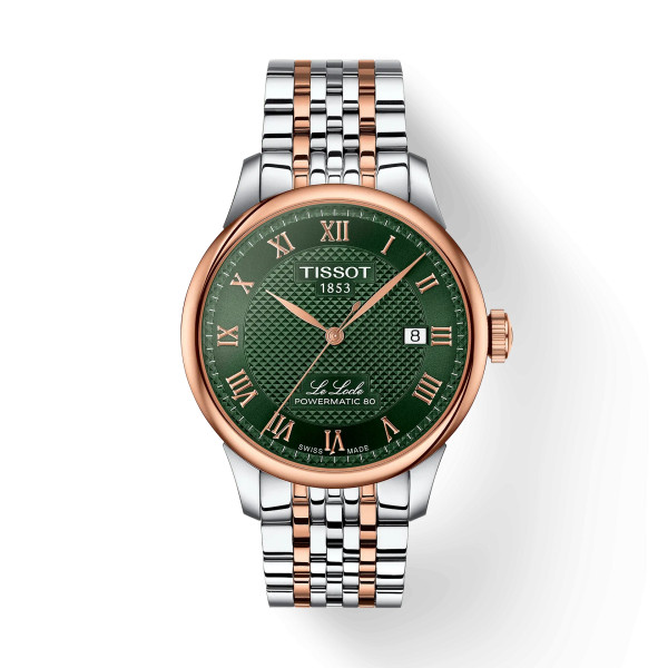 Montre Tissot Le Locle 39.3mm Cadran Vert Bracelet Acier PVD Rose