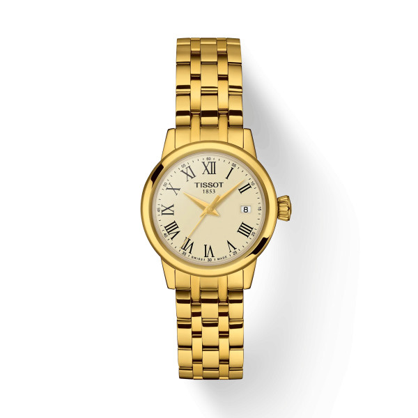 Montre Tissot Classic Dream 28mm Cadran Ivoire Bracelet Acier PVD Jaune