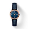 Montre Tissot le Locle Gold 29mm Cadran Bleu Serti Lunette Or Rose Bracelet Cuir Bleu