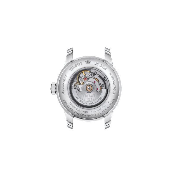 Montre Tissot le Locle Gold 29mm Cadran Bleu Serti Lunette Or Rose Bracelet Cuir Bleu