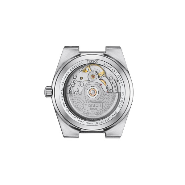 Montre Tissot PRX Gold 35mm Cadran Bleu glacier Lunette Or Rose Bracelet Acier