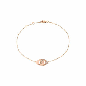 Bracelet Menottes dinh van Moyen Modèle Or Rose 1/2 Diamants Chaîne Forçat R8