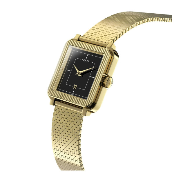 Montre Yema Radiance Quartz Cadran Noir Bracelet Acier Doré