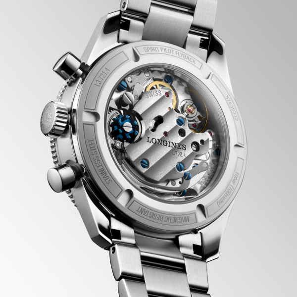 Montre Longines Spirit Flyback Automatique 42 mm Cadran Noir Bracelet cuir