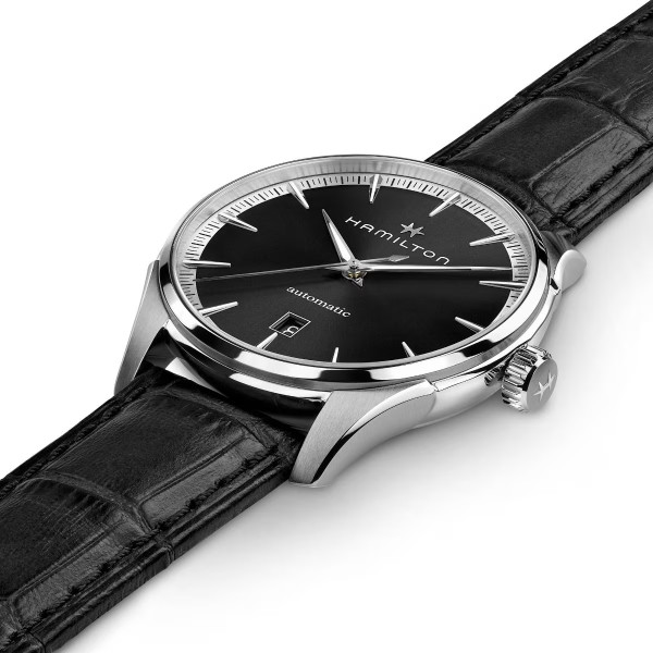 Montre Hamilton Jazzmaster Auto Cadran Noir Bracelet Cuir