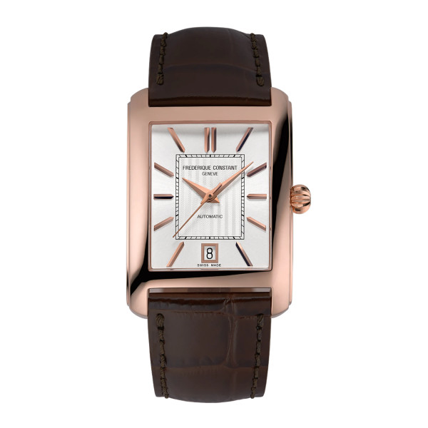 Montre Frederique Constant Classics Carree Automatique Cadran Argenté Bracelet Cuir de veau