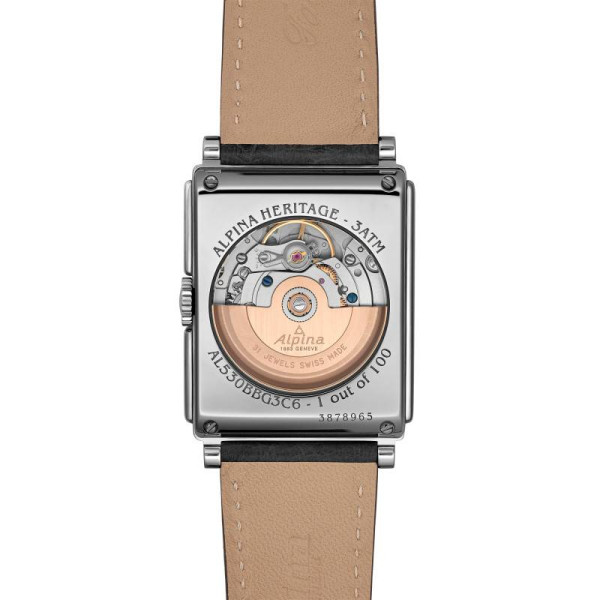 Montre Alpina Alpiner Heritage Carrée Automatic 140 Ans Cadran Noir 39mm