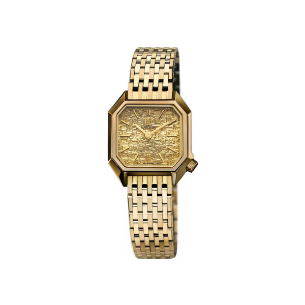 Montre March LA.B Lady Mansart Electrique Tweed Gold Bracelet Acier 9 maillons dorés