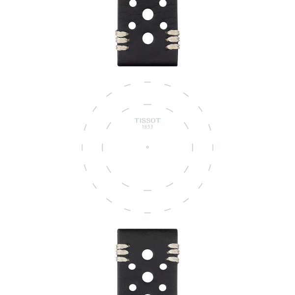 Bracelet Montre Tissot cuir noir entre-cornes 22 mm