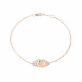 BraceletDinh Van Menottes R8 1/2 Diamants Or Rose sur chaîne