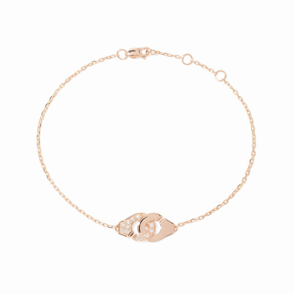 BraceletDinh Van Menottes R8 1/2 Diamants Or Rose sur chaîne