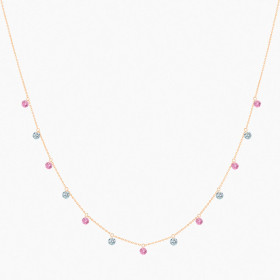 Collier La Brune & La Blonde Confetti 13 Pierres Saphirs Roses et Diamants Or Jaune
