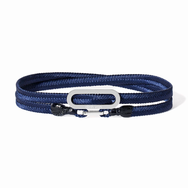 Bracelet Dinh Van Tissé Bleu Marine Or Blanc Maillon L