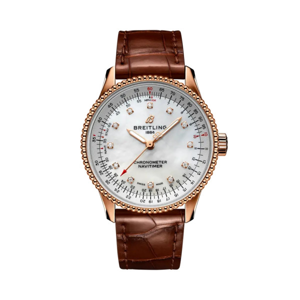 Montre Breitling Navitimer Automatic 35 Cadran Nacre Bracelet Cuir d’alligator