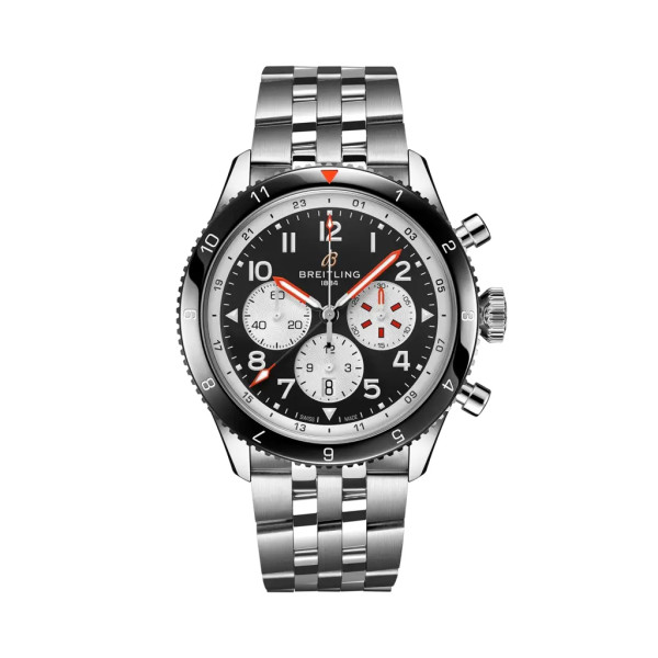 Montre Breitling Classic Avi Super Avi B04 Chronograph GMT 46 Mosquito Cadran Noir Bracelet Acier inoxydable
