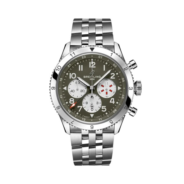 Montre Breitling Classic Avi Super Avi B04 Chronograph GMT 46 Curtiss Warhawk Cadran Vert Bracelet Acier inoxydable