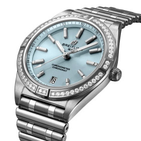 Montre Breitling Chronomat Automatic 36 Cadran Bleu Glacier Bracelet Acier inoxydable et or blanc 18 carats
