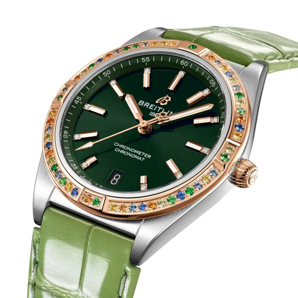 Montre Breitling Chronomat Automatic 36 South Sea Cadran Vert Bracelet Cuir d’alligator