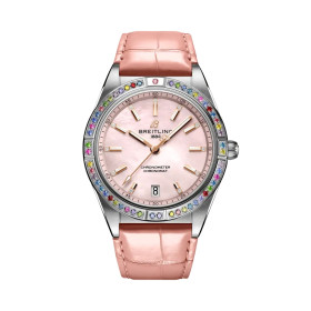 Montre Breitling Chronomat Automatic 36 South Sea Cadran Nacre Rose Bracelet Cuir d’alligator rose