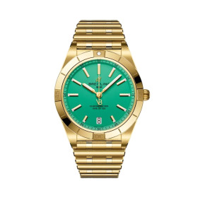 Montre Breitling Chronomat Automatic 36 Victoria Beckham Cadran Vert Menthe Bracelet Or jaune 18 carats
