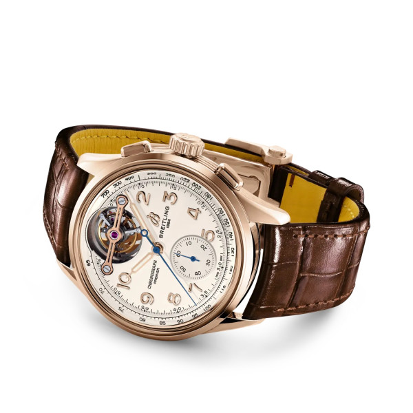 Montre Breitling Premier B21 Chronograph Tourbillon 42 Léon Breitling Cadran Crème Bracelet Cuir d’alligator