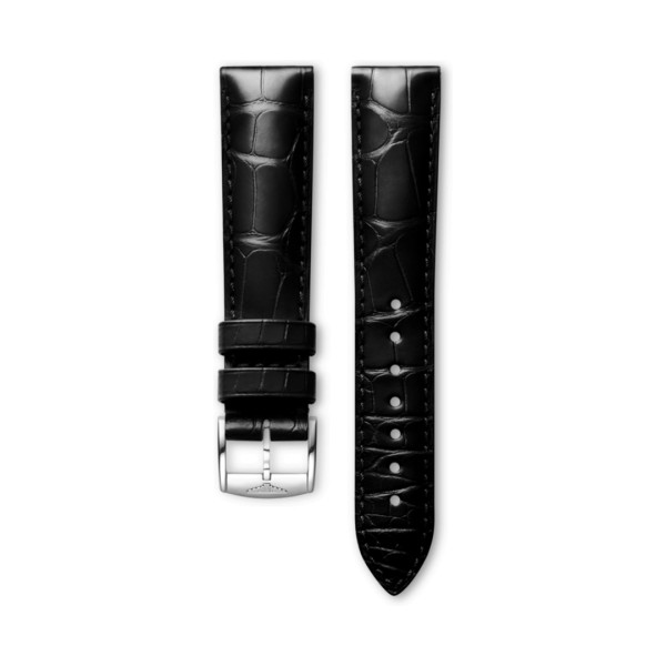Bracelet Longines Alligator Noir Mat 19 mm
