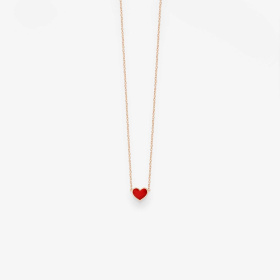 Collier Vanrycke Paris Emoji Cœur Or rose 18k et émail rouge