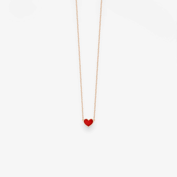 Collier Vanrycke Paris Emoji Cœur Or rose 18k et émail rouge