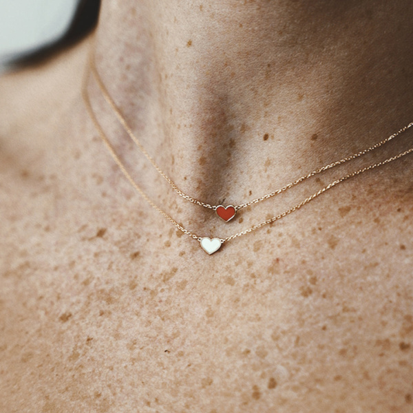 Collier Vanrycke Paris Emoji Cœur Or rose 18k et émail rouge