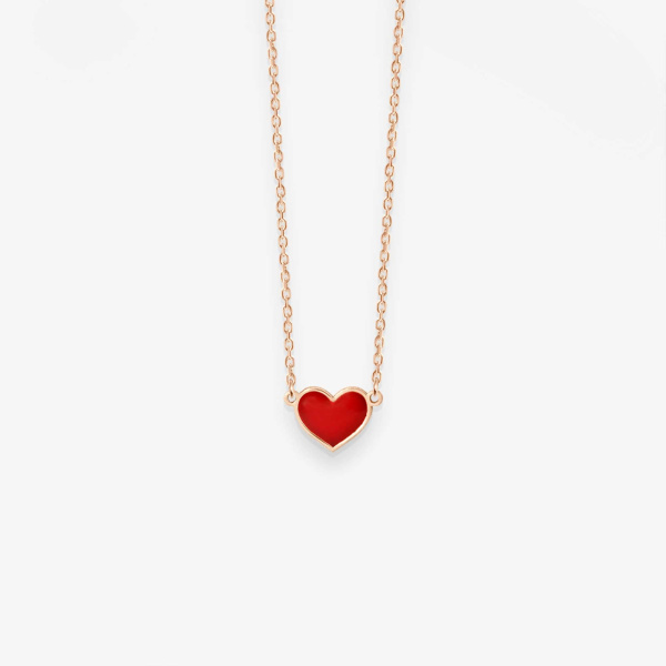 Collier Vanrycke Paris Emoji Cœur Or rose 18k et émail rouge