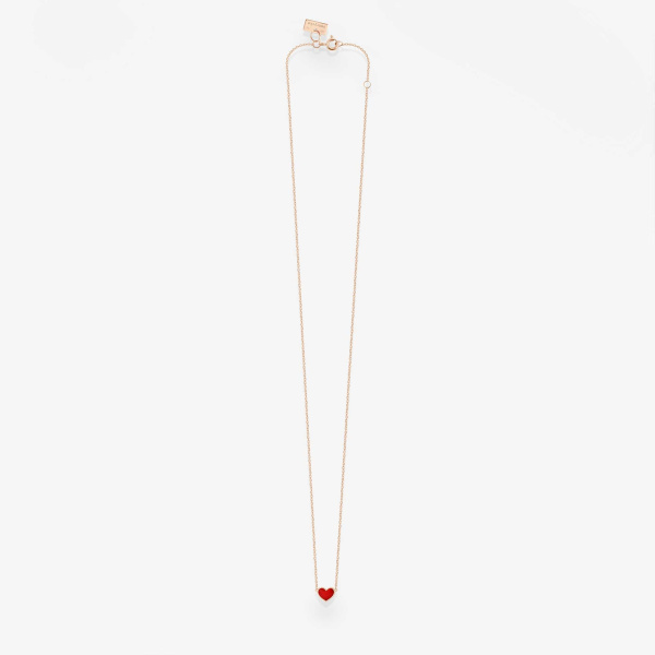 Collier Vanrycke Paris Emoji Cœur Or rose 18k et émail rouge