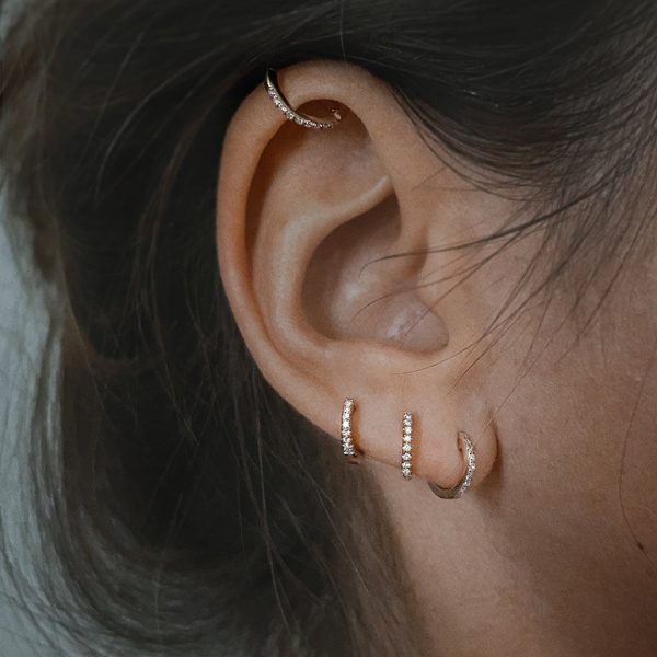 Créole Vanrycke Paris Officiel Or rose 18k et diamants modèle XS - 10mm