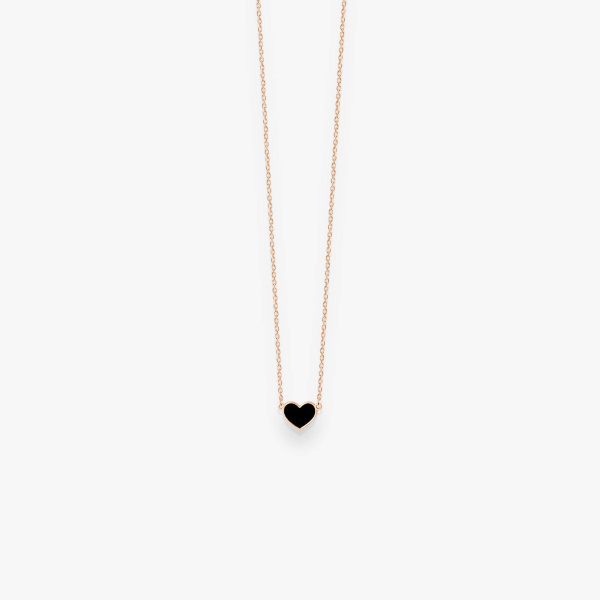 Collier Vanrycke Paris Emoji Cœur Or rose 18k et émail noir