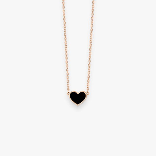 Collier Vanrycke Paris Emoji Cœur Or rose 18k et émail noir
