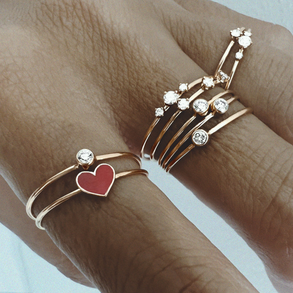 Bague Vanrycke Paris Emoji Cœur Or rose 18k et émail