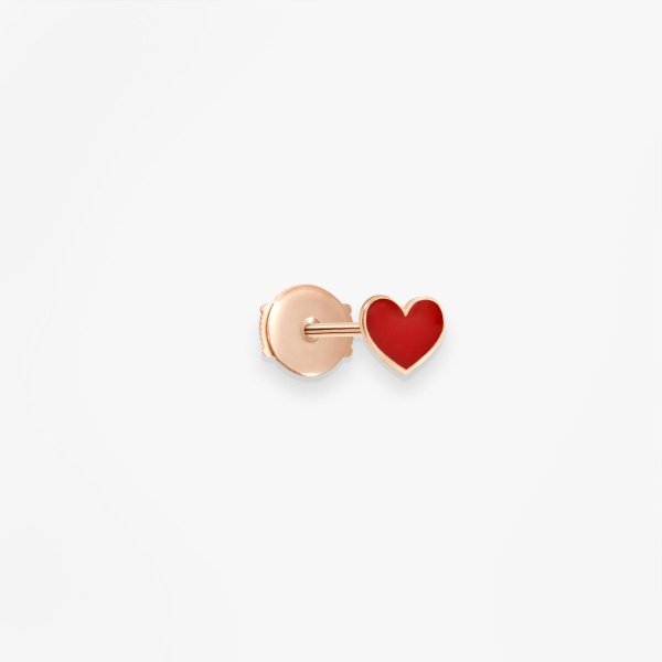 Puce Vanrycke Paris D'oreille Emoji Cœur Or rose 18k et émail