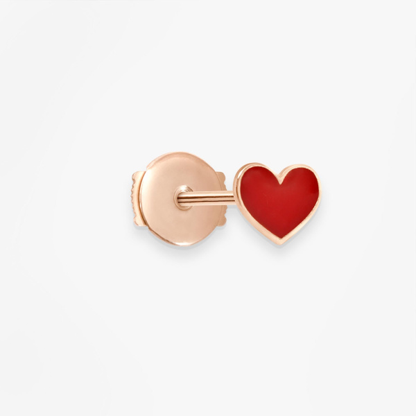 Puce Vanrycke Paris D'oreille Emoji Cœur Or rose 18k et émail