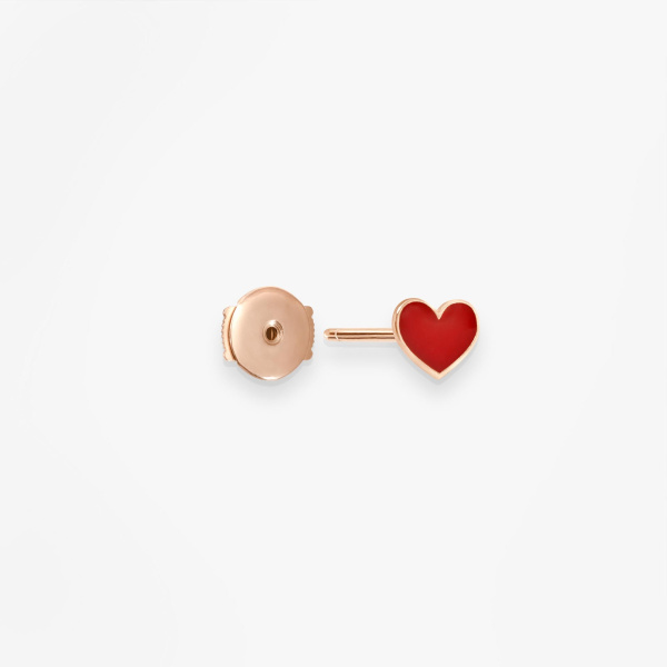 Puce Vanrycke Paris D'oreille Emoji Cœur Or rose 18k et émail