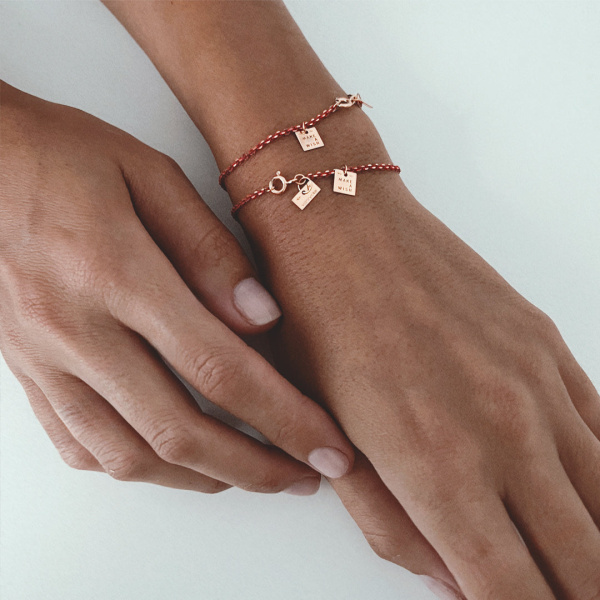 Bracelet Vanrycke Paris Make A Wish Email rouge sur or rose 18k
