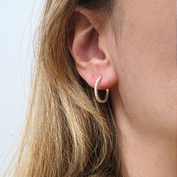 Créole Vanrycke Paris Officiel Or rose 18k et diamants modèle M - 15mm