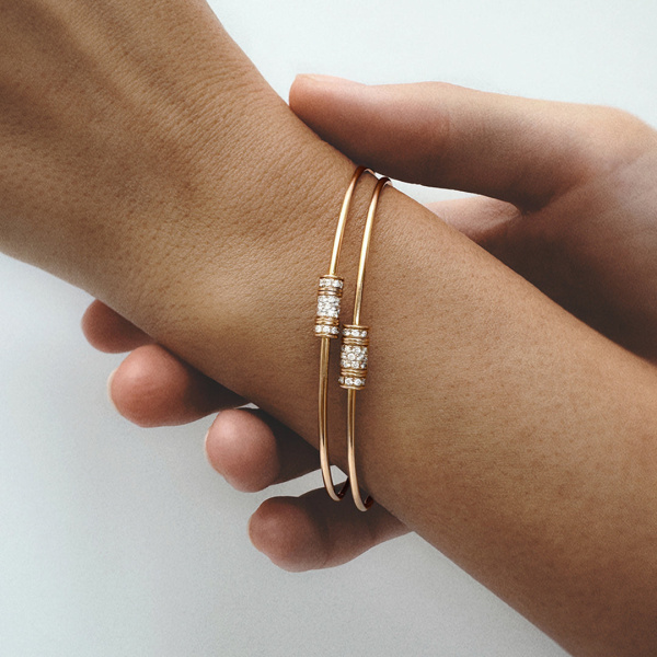 Jonc Vanrycke Paris Le Fil De La Vie Or Rose 18k et diamants