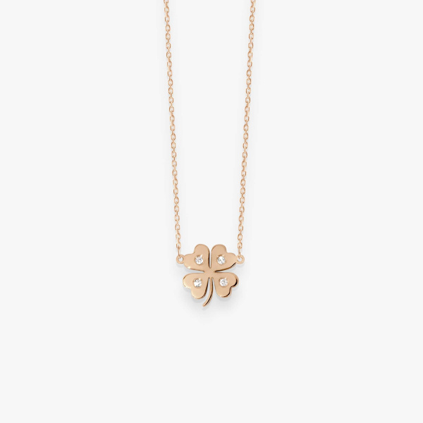 Collier Vanrycke Paris Trèfle Or rose 18k et diamants