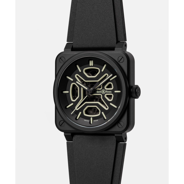 Montre BELL & ROSS BR03 Skeleton Black Lum Ceramic Édition Limitée
