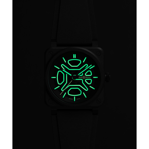 Montre BELL & ROSS BR03 Skeleton Black Lum Ceramic Édition Limitée